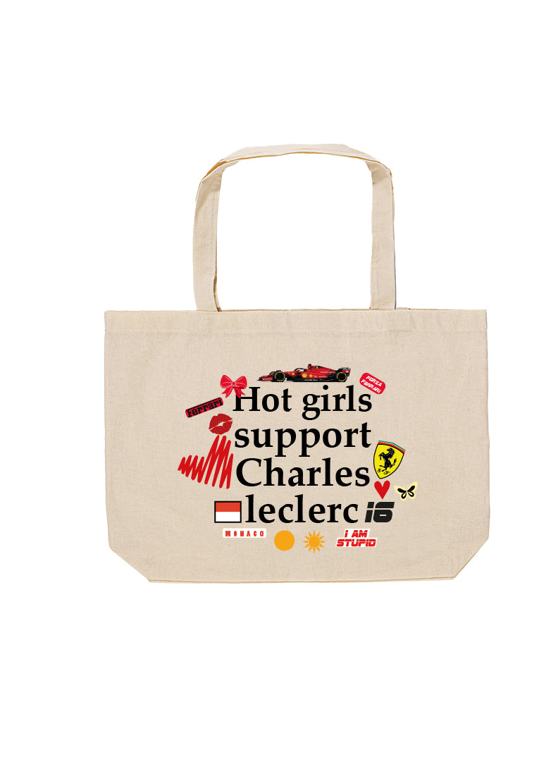 HOT GIRLS SUPPORT CHARLES – Sticker Tote Bag